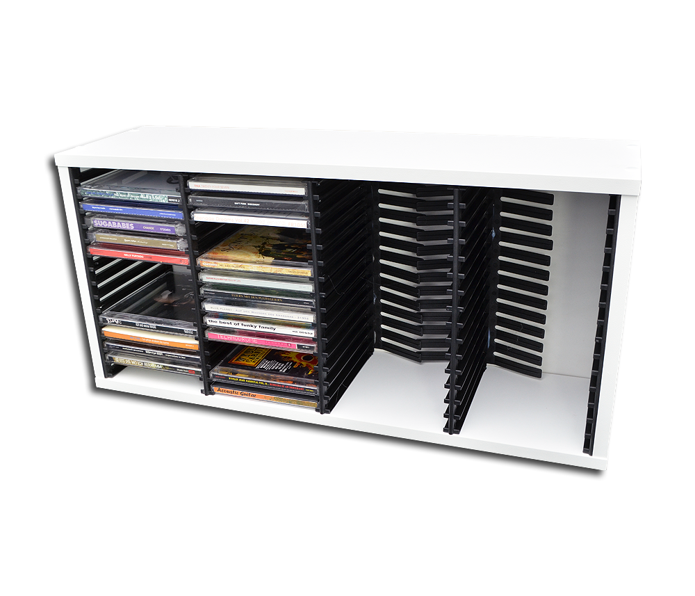 CONTENITORE DI LEGNO BIANCO PER CONTENERE 60 CD CON CUSTODIA