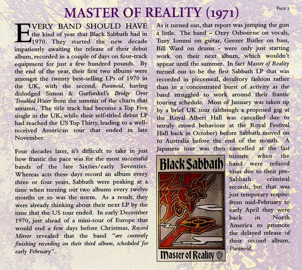 Black Sabbath – Master Of Reality - 2Cd