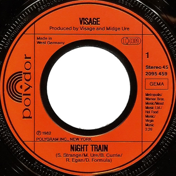 Visage – Night Train - Vinyl, 7"