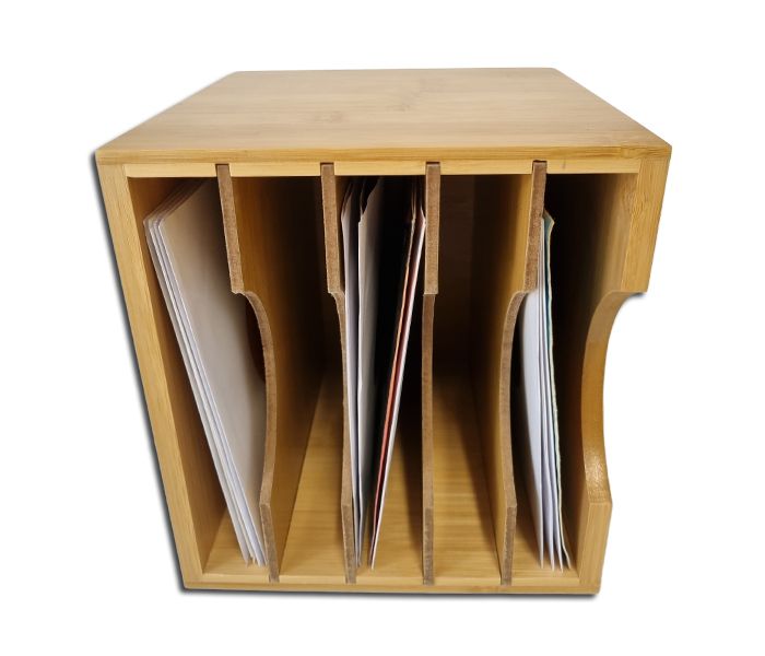 BOX DI LEGNO PER 70 DISCHI IN VINILE 45 GIRI 7 POLLICI (BAMBU' NATURALE)