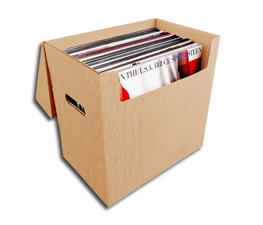 BOX CONTENITORE DI CARTONE CON COPERCHIO FISSO PER 50 DISCHI IN VINILE LP