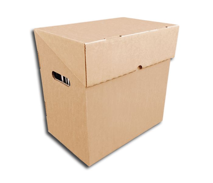BOÎTE DE RANGEMENT EN CARTON AVEC COUVERCLE FIXE POUR 50 DISQUES VINYLE LP