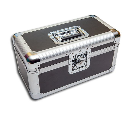 FLIGHT CASE VALIGIA ALLUMINIO NERA PER 200 DISCHI 45 GIRI VINILE 7 POLLICI