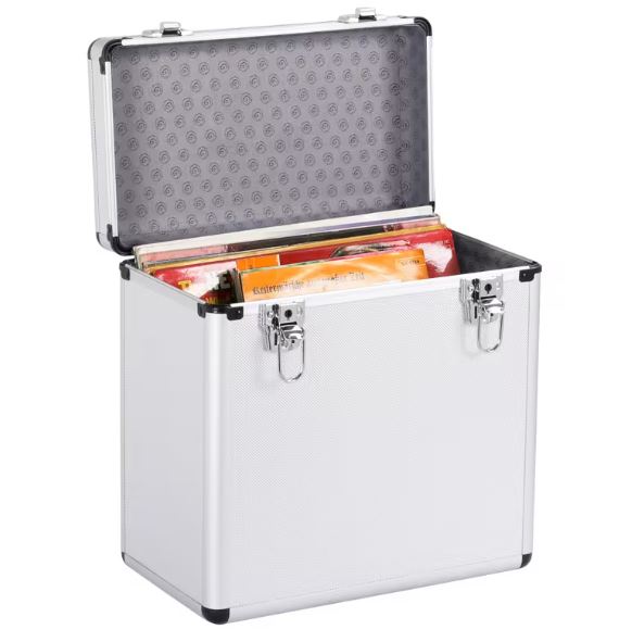 FLIGHT CASE ALUMINIUM KOFFERTASCHE SILBER FÜR 50 LP 33 UMDREHUNGEN VINYL 12 ZOLL DISKOS