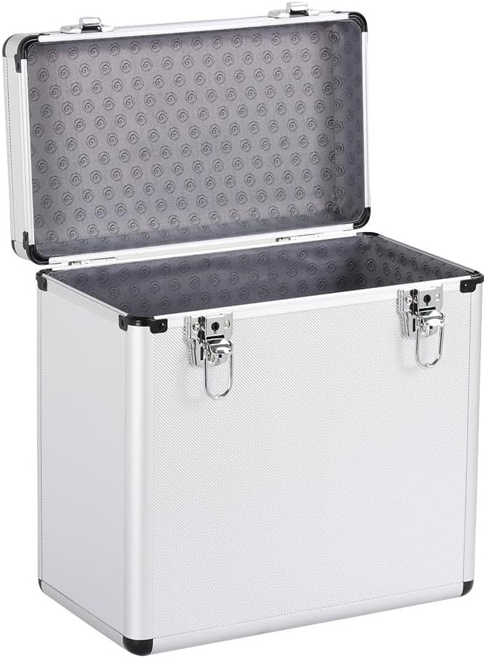 FLIGHT CASE ALUMINIUM KOFFERTASCHE SILBER FÜR 50 LP 33 UMDREHUNGEN VINYL 12 ZOLL DISKOS
