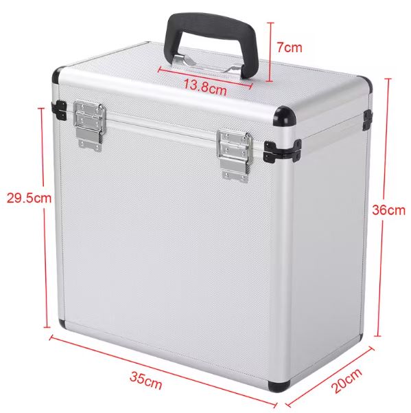 FLIGHT CASE ALUMINIUM KOFFERTASCHE SILBER FÜR 50 LP 33 UMDREHUNGEN VINYL 12 ZOLL DISKOS