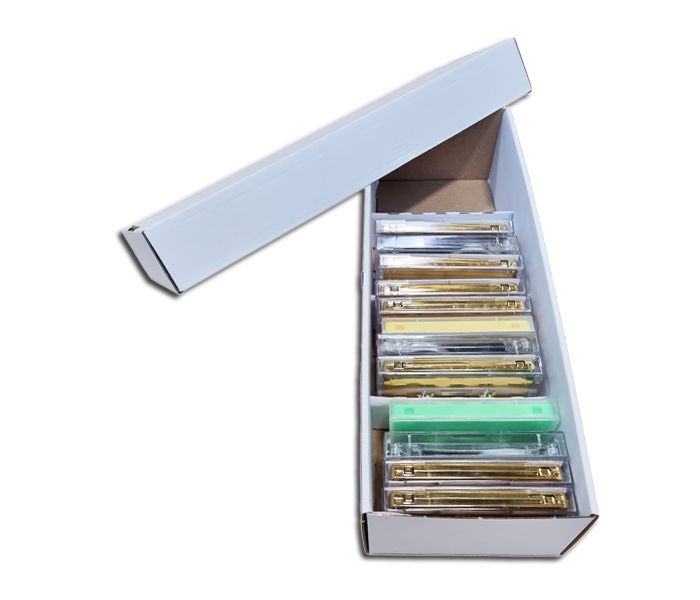 CONTENITORE BOX DI CARTONE CON COPERCHIO PER 20 MUSICASSETTE