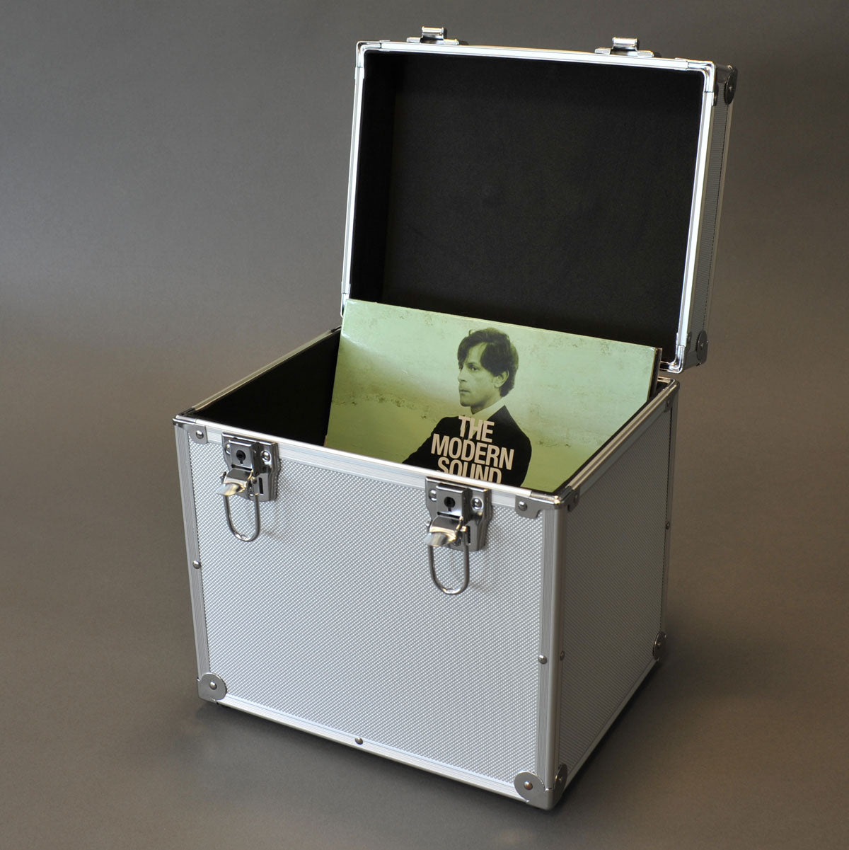 FLIGHTCASE SILBER ALUMINIUMGEHÄUSE FÜR 50 78 U/MIN VINYLSCHALLPLATTEN 10 ZOLL
