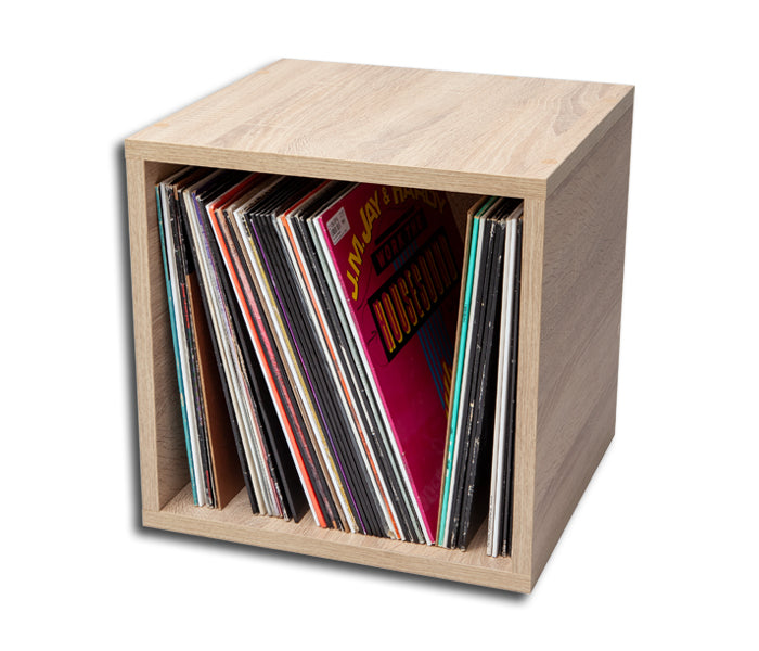LP VINYLS CUBE OAK - CONTENEUR POUR ENVIRON 80 DISQUES LP
