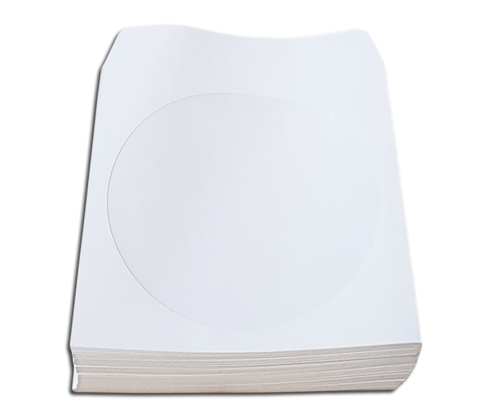 FUNDAS DE PAPEL BLANCO PARA CD/DVD CON CIERRE (100 uds.)